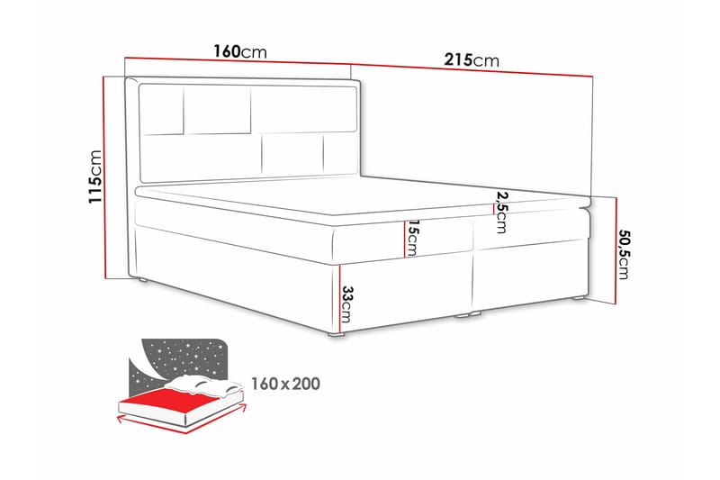 Deco Kontinentalsäng 160x215cm - Svart - Möbler - Säng - Kontinentalsäng