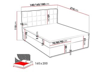 Eirado Kontinentalsäng 160x200 cm - Röd - Möbler - Säng - Kontinentalsäng