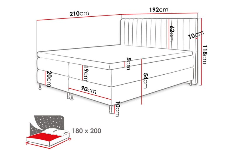 Elegantina Kontinentalsäng 180x200 cm - Möbler - Säng - Kontinentalsäng