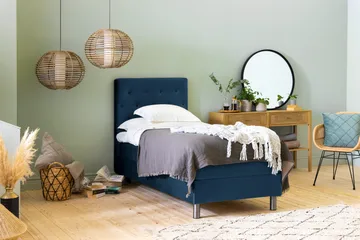 Ella Kontinentalsäng 90x200cm - Blå/Sammet - Möbler - Säng - Kontinentalsäng