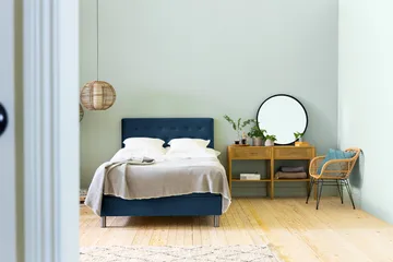 Ella Sängpaket 140x200 cm Knapp Gavel - Mörkblå/Sammet - Möbler - Säng - Kontinentalsäng