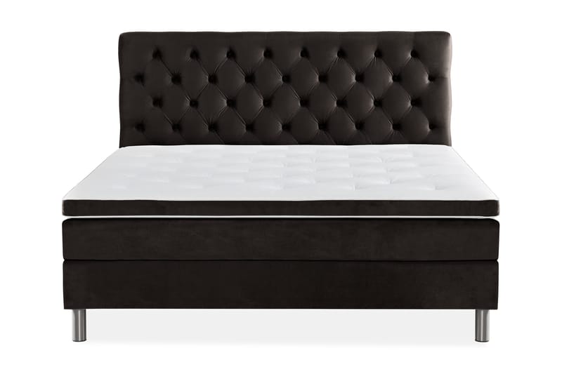 Ella Sängpaket 160x200 cm Djuphäftad Gavel, Mörkgrå/Sammet