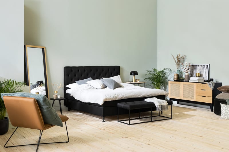 Ella Sängpaket 160x200 cm Djuphäftad Gavel - Svart - Möbler - Säng - Kontinentalsäng