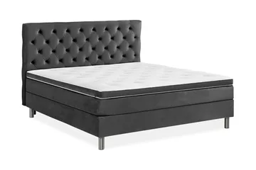Ella Sängpaket 180x200 cm Djuphäftad Gavel - Mörkgrå/Sammet - Möbler - Säng - Kontinentalsäng