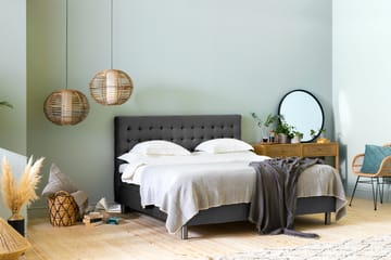 Ella Sängpaket 180x200 cm Rutig Gavel - Mörkgrå/Sammet - Möbler - Säng - Kontinentalsäng