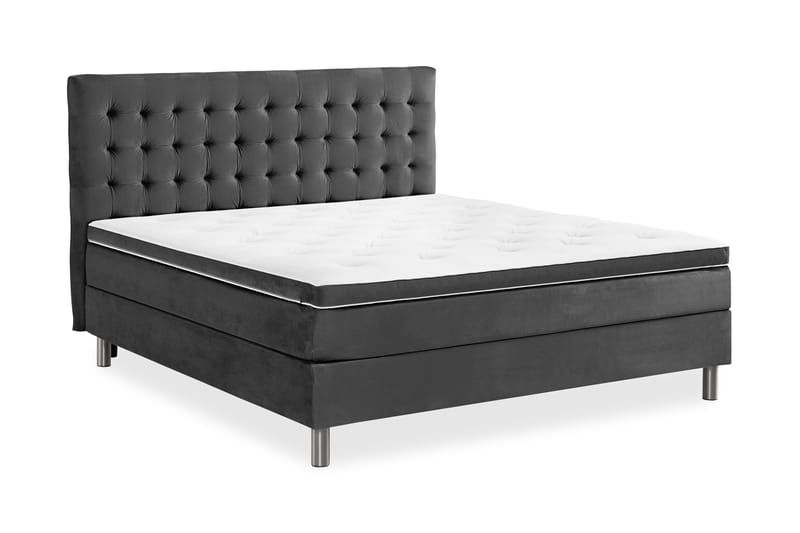 Ella Sängpaket 180x200 cm Rutig Gavel - Mörkgrå/Sammet - Möbler - Säng - Kontinentalsäng