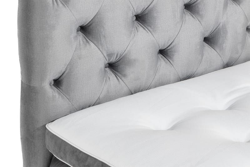 Ella Sängpaket 90x200 cm Djuphäftad Gavel - Ljusgrå/Sammet - Möbler - Säng - Enkelsäng