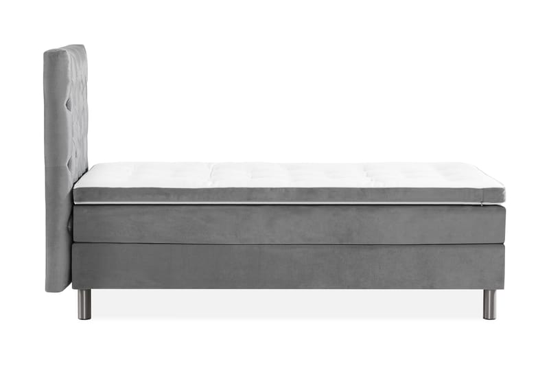 Ella Sängpaket 90x200 cm Djuphäftad Gavel - Ljusgrå/Sammet - Möbler - Säng - Enkelsäng