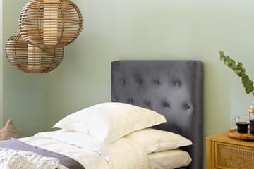 Ella Sängpaket 90x200 cm Knapp Gavel - Ljusgrå/Sammet - Möbler - Säng - Enkelsäng