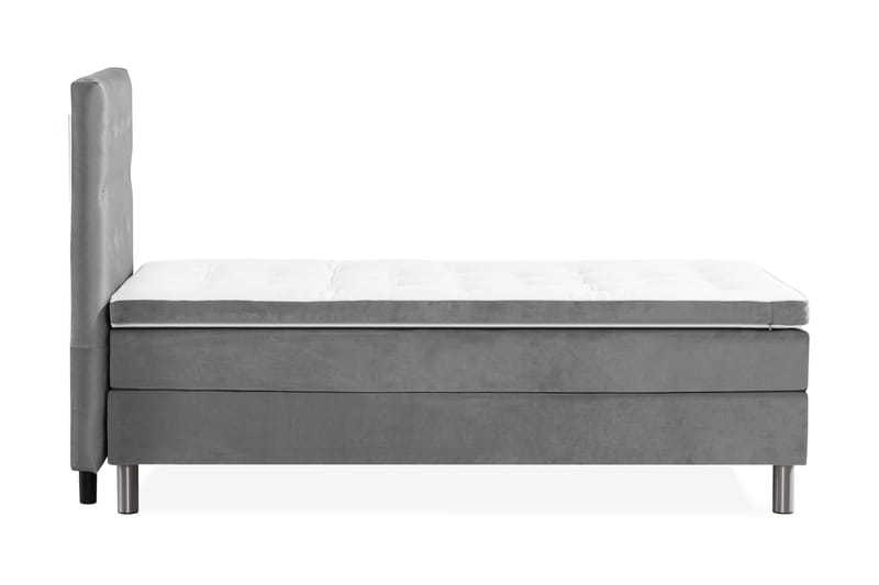 Ella Sängpaket 90x200 cm Knapp Gavel - Ljusgrå/Sammet - Möbler - Säng - Enkelsäng