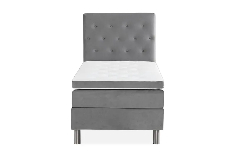 Ella Sängpaket 90x200 cm Knapp Gavel, Ljusgrå/Sammet