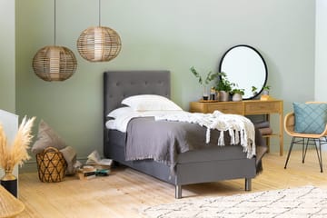 Ella Sängpaket 90x200 cm Knapp Gavel - Ljusgrå/Sammet - Möbler - Säng - Enkelsäng