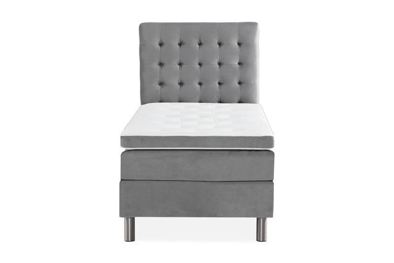 Ella Sängpaket 90x200 cm Rutig Gavel - Ljusgrå/Sammet - Möbler - Säng - Enkelsäng
