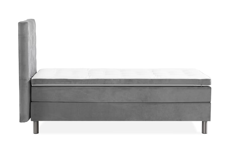 Ella Sängpaket 90x200 cm Rutig Gavel - Ljusgrå/Sammet - Möbler - Säng - Enkelsäng