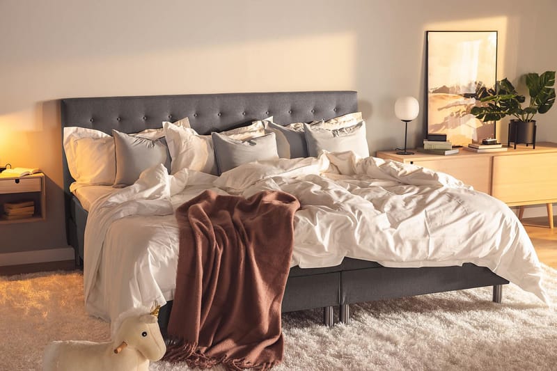 Familjesäng Sängpaket Rebeca 240x200 cm - (+Fler val) Mörkgrå - Möbler - Säng - Kontinentalsäng
