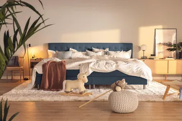 Familjesäng Sängpaket Rebeca 280x200 cm - (+Fler val) Mörkblå - Möbler - Säng - Kontinentalsäng