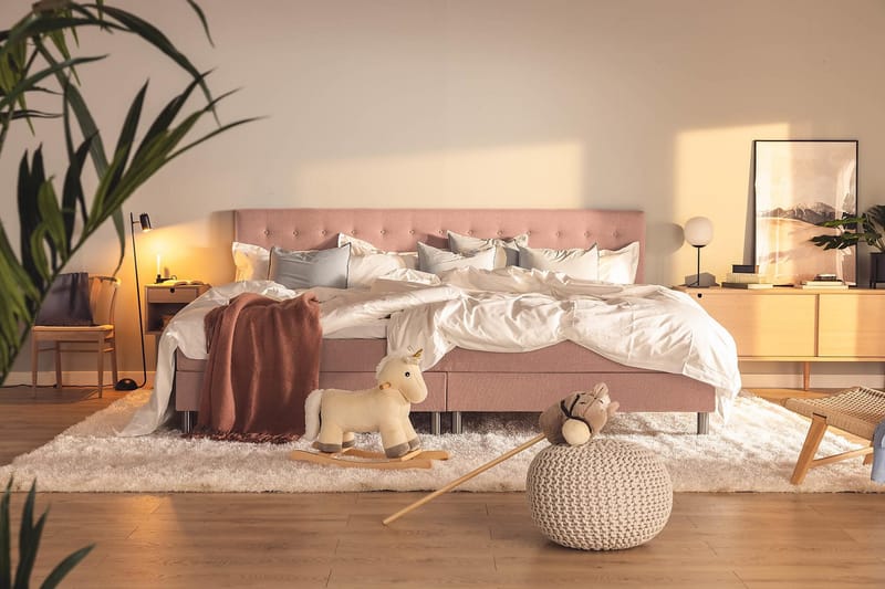 Familjesäng Sängpaket Rebeca 280x200 cm - (+Fler val) Rosa - Möbler - Säng - Kontinentalsäng