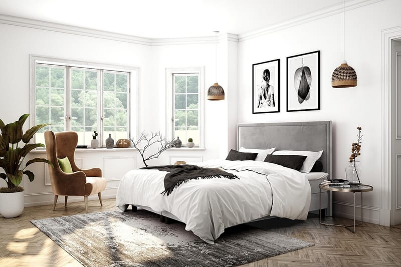 Faylor Lyx Velvet 180x200 cm - Ljusgrå - Möbler - Säng - Kontinentalsäng