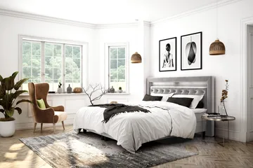 Faylor Lyx Velvet Sängpaket 180x200 - Ljusgrå - Möbler - Säng - Kontinentalsäng