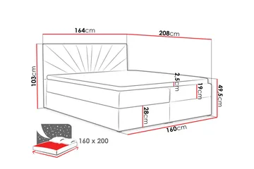Frusci Kontinentalsäng 160x200 + Bäddmadrass - Möbler - Säng - Kontinentalsäng