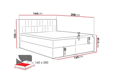 Frusci Kontinentalsäng 160x200 + Bäddmadrass - Möbler - Säng - Kontinentalsäng
