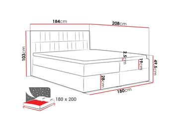 Frusci Kontinentalsäng 180x200 + Bäddmadrass - Möbler - Säng - Kontinentalsäng