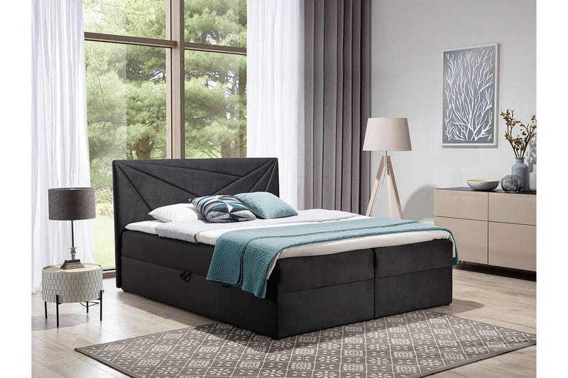 Frusci Sängpaket – Kontinentalsäng 120x200 cm med Sänggavel + Bäddmadrass med Fasthetsgrad Medium - Grå - Möbler - Säng - Kontinentalsäng