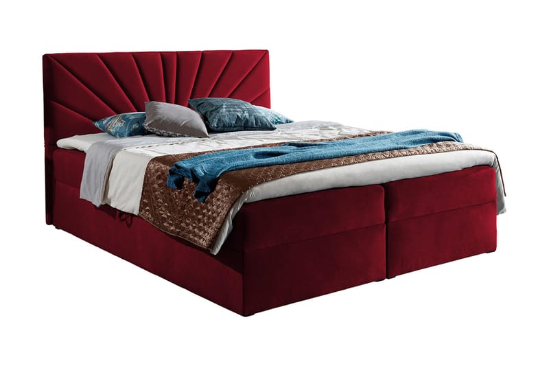 Frusci Sängpaket – Kontinentalsäng 140x200 cm med Sänggavel + Bäddmadrass med Fasthetsgrad Medium, Röd