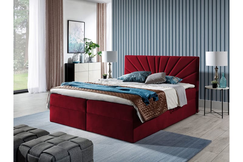 Frusci Sängpaket – Kontinentalsäng 140x200 cm med Sänggavel + Bäddmadrass med Fasthetsgrad Medium - Röd - Möbler - Säng - Kontinentalsäng