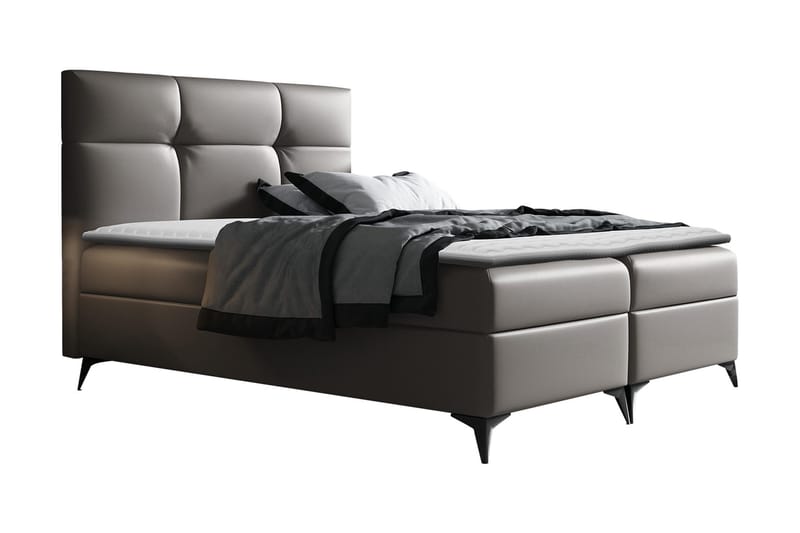 Galtebol Kontinentalsäng 200x200 cm LED-belysning, Grå