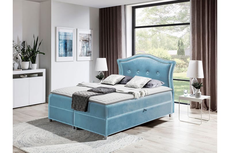 Hestra Kontinentalsäng 140x200 cm LED-belysning - Blå - Möbler - Säng - Kontinentalsäng