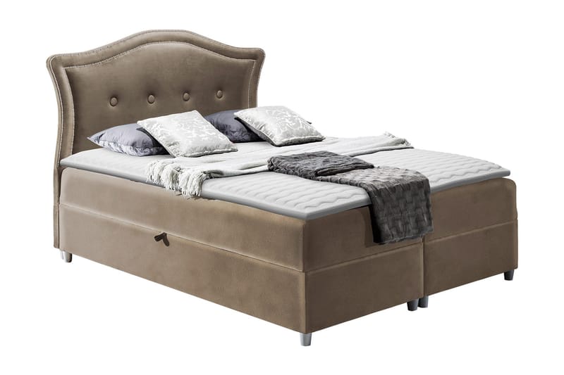 Hestra Kontinentalsäng 160x200 cm LED-belysning - Brun - Möbler - Säng - Kontinentalsäng