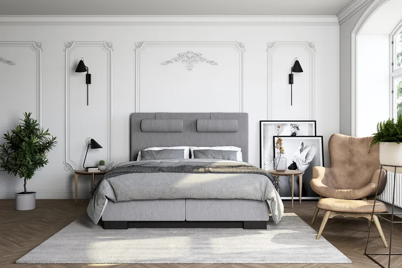 Hilton Lyx Kontinentalsäng 120x200 - Ljusgrå - Möbler - Säng - Kontinentalsäng