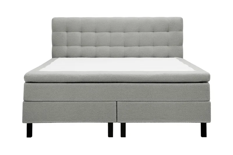 HVILA Classic Komplett Sängpaket 160x200 cm Kontinentalsäng med rutad sänggavel, Grå / Teddy