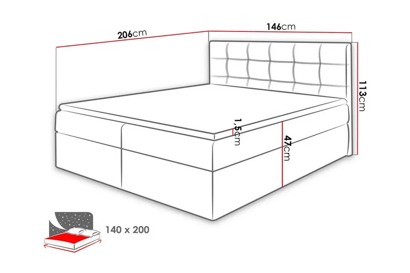 Kintore Kontinentalsäng 140x200 cm - Möbler - Säng - Kontinentalsäng