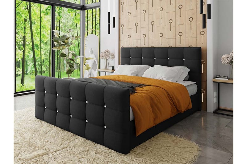 Kleos Kontinentalsäng 160x200cm med Sänggavel - Svart - Möbler - Säng - Kontinentalsäng