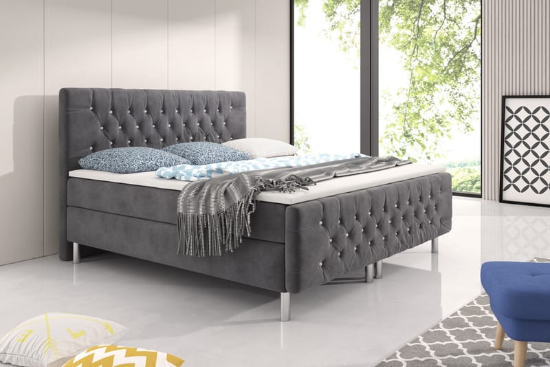 Komplett Sängpaket Alessio Crystal Grå/Vit - 180x200 - Möbler - Säng - Kontinentalsäng
