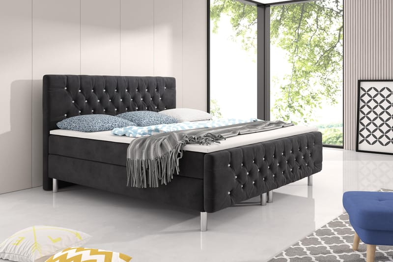 Komplett Sängpaket Allesio 160x200 - Svart|Vit - Möbler - Säng - Kontinentalsäng