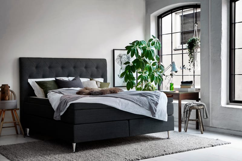Komplett Sängpaket Birkanez 160x200 cm - Mörkgrå - Möbler - Säng - Kontinentalsäng