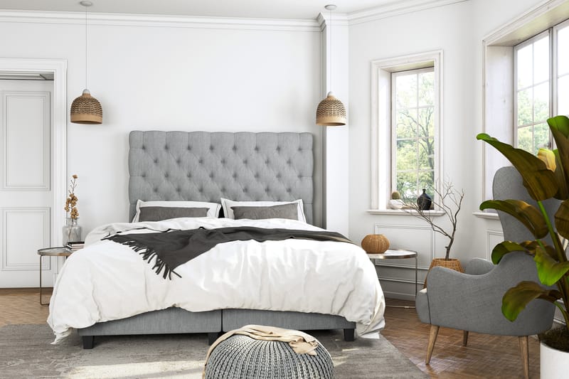 Komplett Sängpaket Boxford Säng med Förvaring 140x200 - Ljusgrå (+Fler val) - Möbler - Säng - Kontinentalsäng