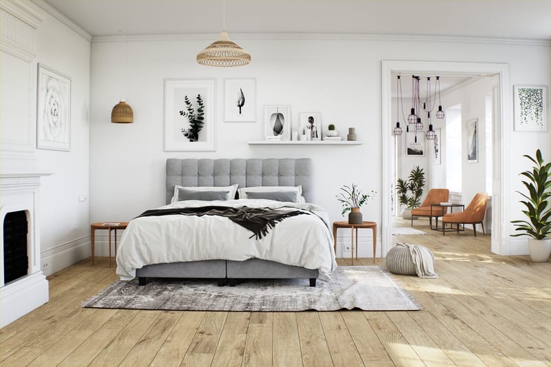 Komplett Sängpaket Boxford Säng med Förvaring 140x200 - Ljusgrå (+Fler val) - Möbler - Säng - Kontinentalsäng
