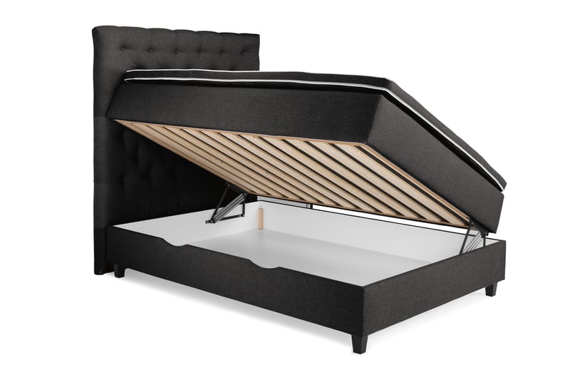 Komplett Sängpaket Boxford Säng med Förvaring 140x200 - Mörkgrå (+Fler val) - Kontinentalsäng - Dubbelsäng - Komplett sängpaket
