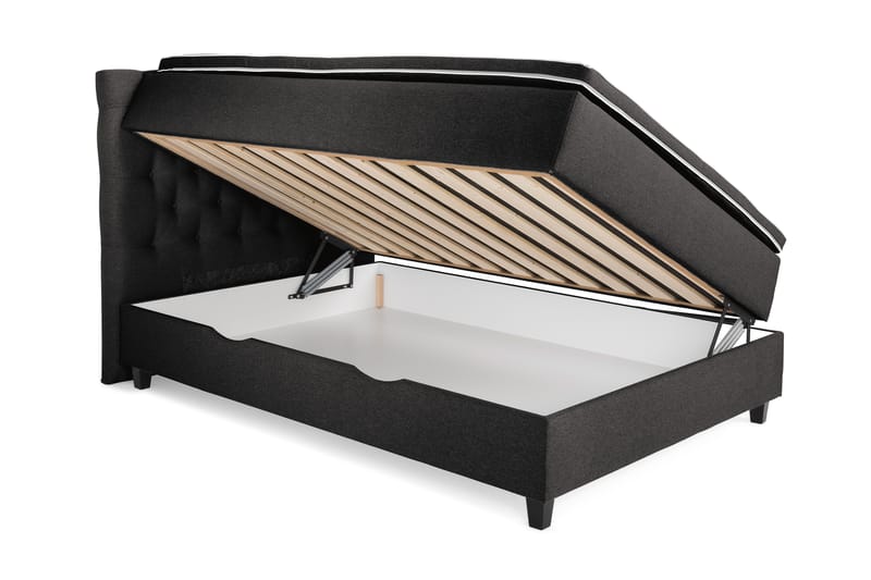 Komplett Sängpaket Boxford Säng med Förvaring 140x200 - Mörkgrå (+Fler val) - Kontinentalsäng - Dubbelsäng - Komplett sängpaket