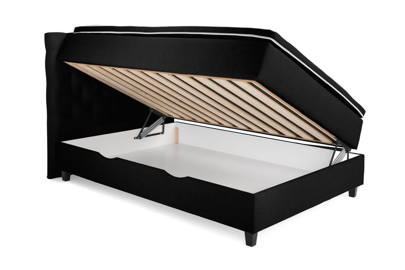 Komplett Sängpaket Boxford Säng med Förvaring 140x200 - Svart (+Fler val) - Kontinentalsäng - Enkelsäng - Komplett sängpaket