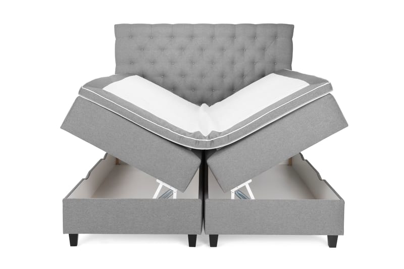 Komplett Sängpaket Boxford Säng med Förvaring 160x200 - Ljusgrå (+Fler val) - Kontinentalsäng - Komplett sängpaket
