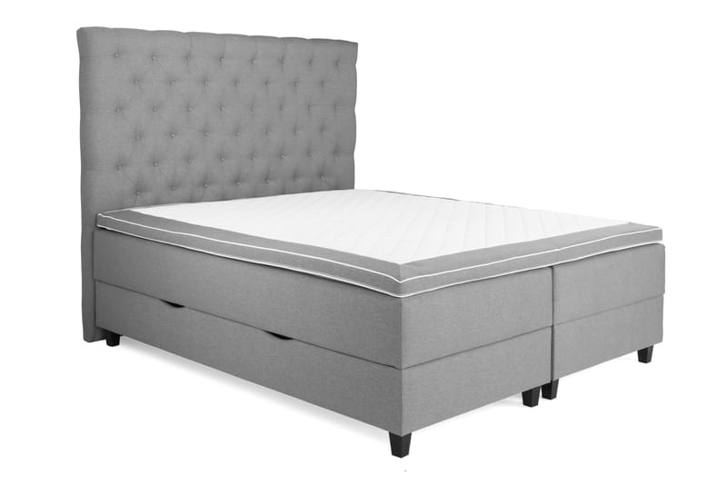 Komplett Sängpaket Boxford Säng med Förvaring 160x200 - Ljusgrå (+Fler val) - Kontinentalsäng - Komplett sängpaket