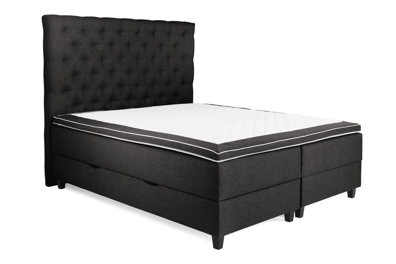 Komplett Sängpaket Boxford Säng med Förvaring 160x200 - Mörkgrå (+Fler val) - Kontinentalsäng - Dubbelsäng - Komplett sängpaket
