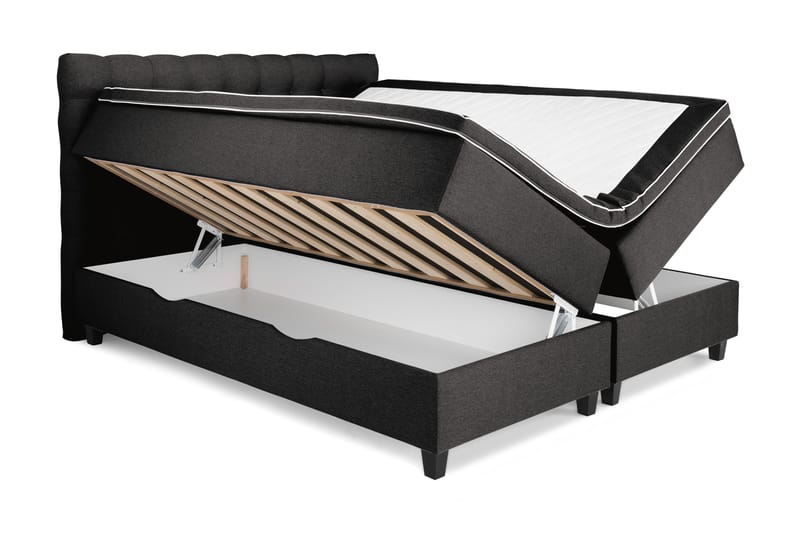 Komplett Sängpaket Boxford Säng med Förvaring 160x200 - Mörkgrå (+Fler val) - Kontinentalsäng - Dubbelsäng - Komplett sängpaket