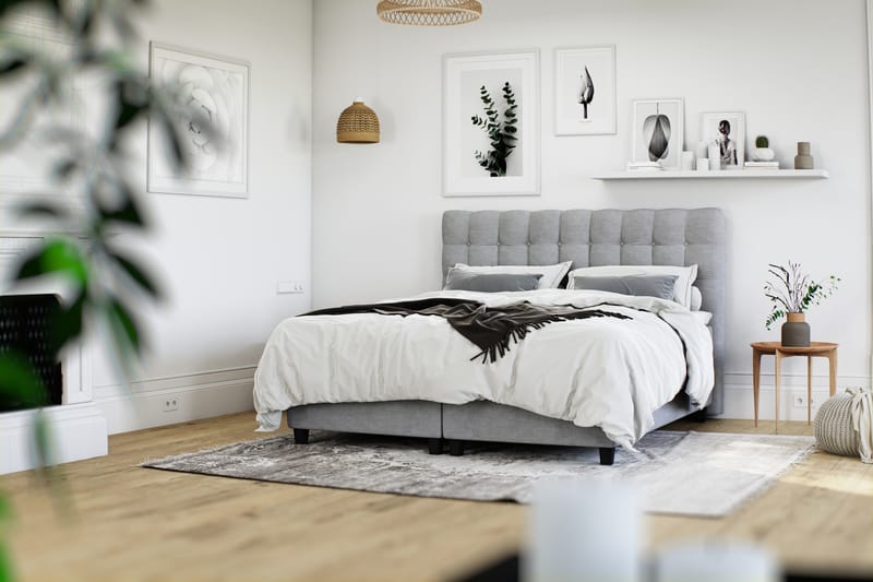 Komplett Sängpaket Boxford Säng med Förvaring 180x200 - Ljusgrå (+Fler val) - Möbler - Säng - Kontinentalsäng