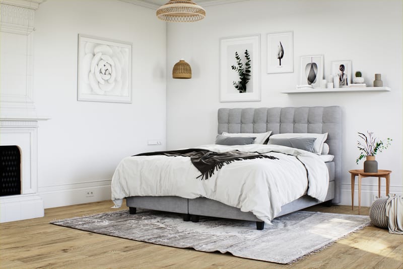 Komplett Sängpaket Boxford Säng med Förvaring 180x200 - Ljusgrå (+Fler val) - Möbler - Säng - Kontinentalsäng